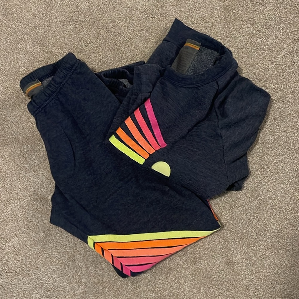 Aviator Nation navy blue with rainbows sweat set